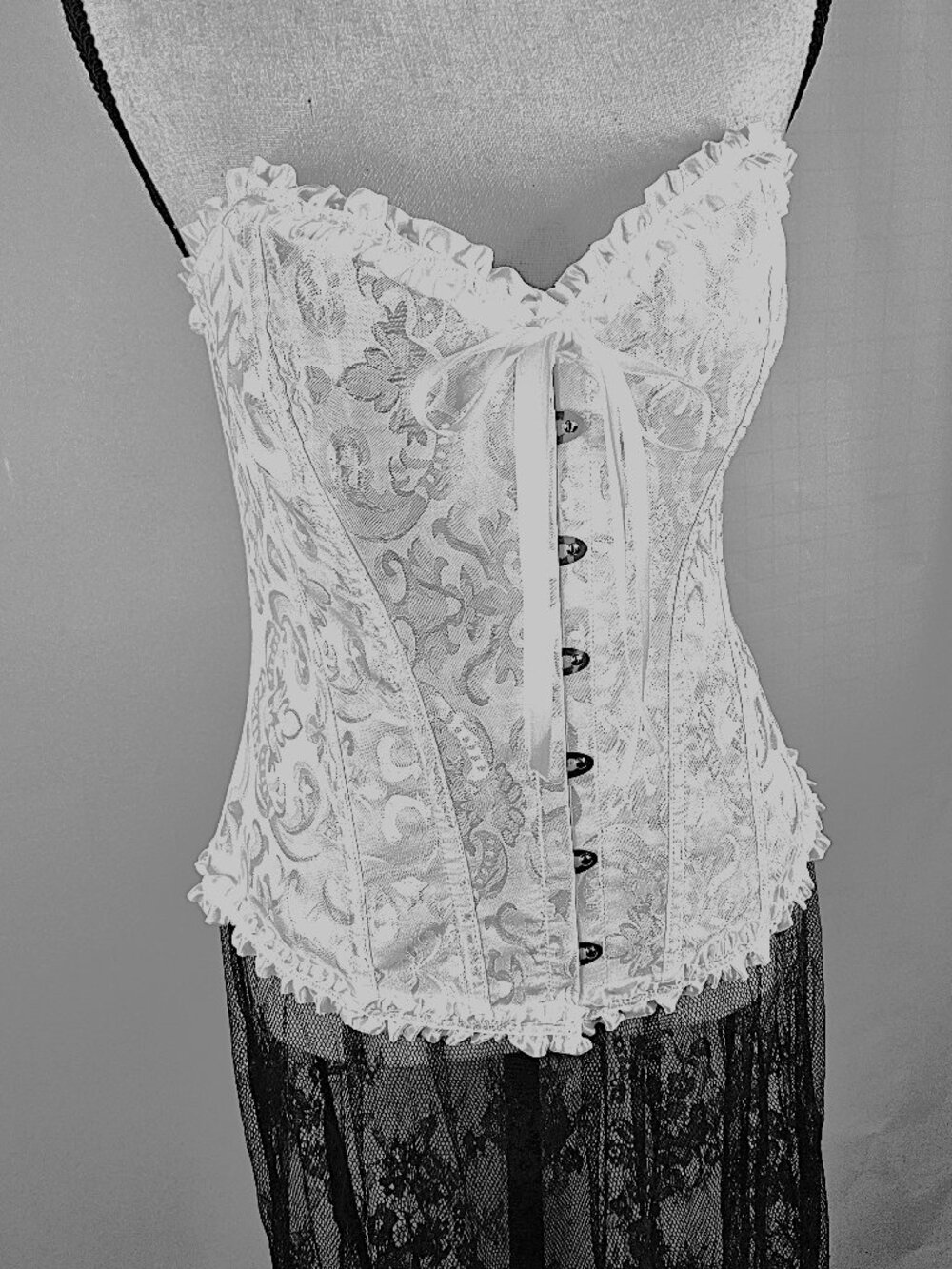 Large Size Bustier/Corset Top Vintage Palace Jacquard and Lace Design